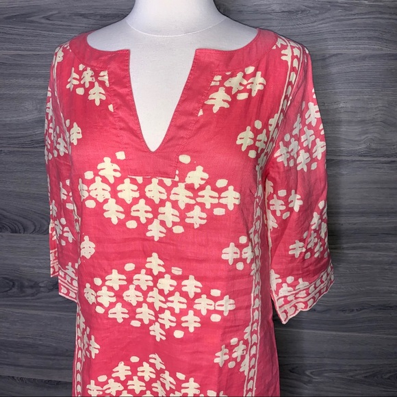 J.Crew Linen Coral Java Shift Dress Size 6 - Picture 3 of 7
